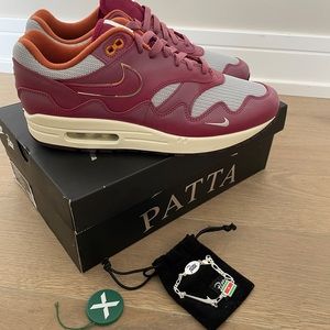 Nike Air Max 1 Patta Waves Rush Maroon (with Bracelet) - 10.5 M - NWB